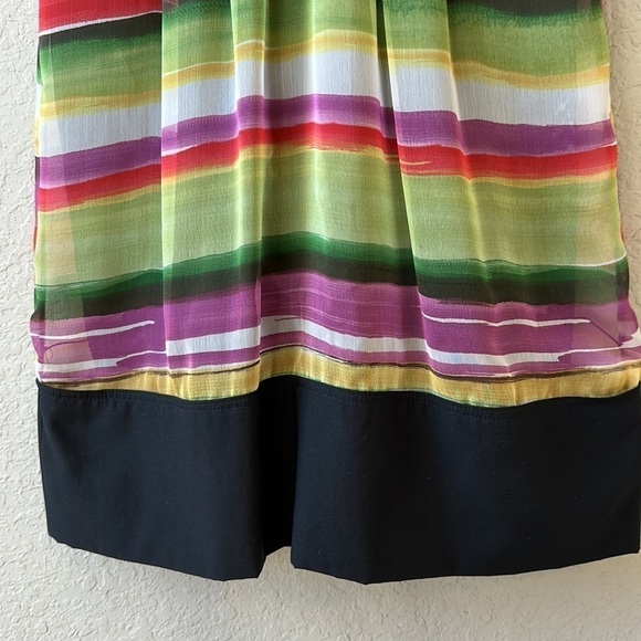 The Limited Colorful Sheer Overlay Empire Waist V Neck Cocktail Dress Size 2 - Picture 4 of 16